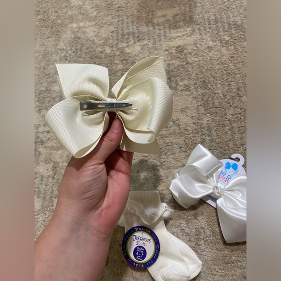 David’s Bridal Flower Girl Dress, 2 bows, and ruffle socks - Picture 12 of 13